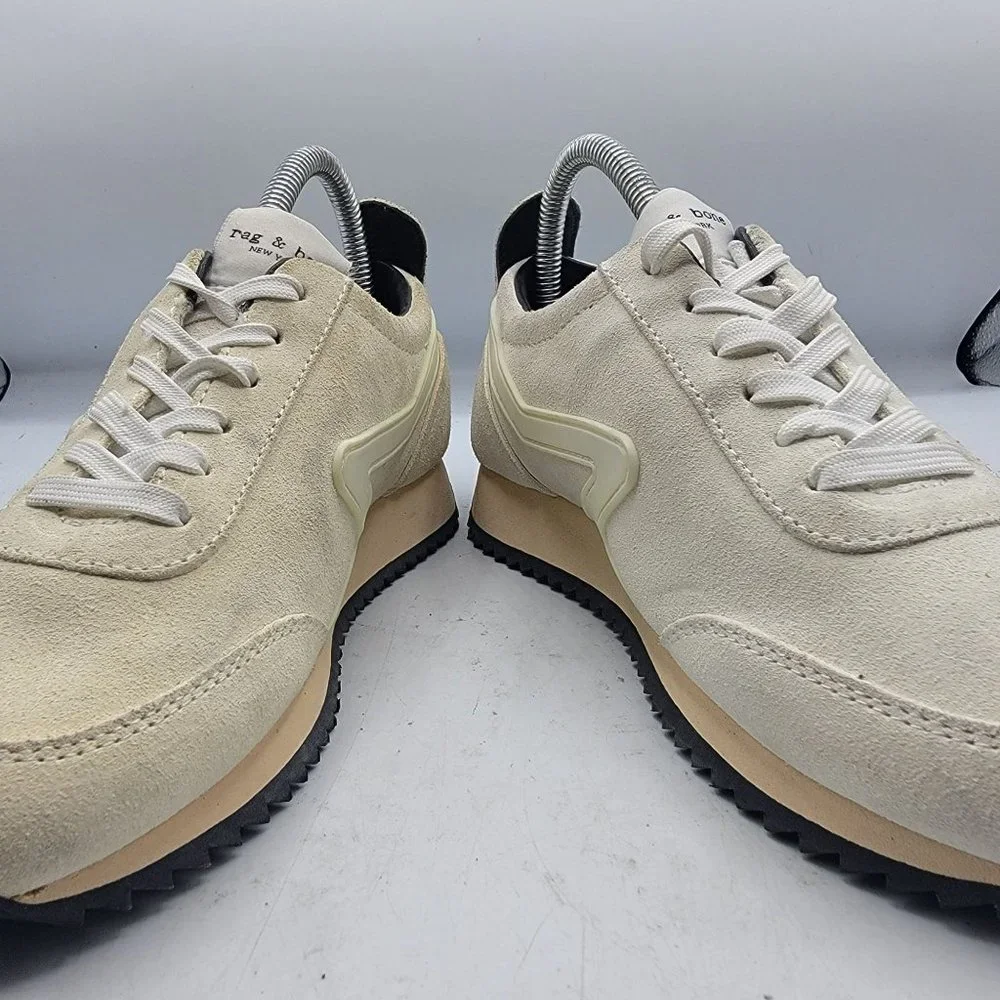 Rag & Bone Retro Runner Womens Size 6 Casual Sneaker Antique White Suede EU 36 - Picture 3 of 12